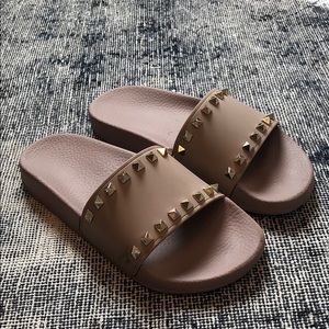 Valentino studded rubber slide sandal